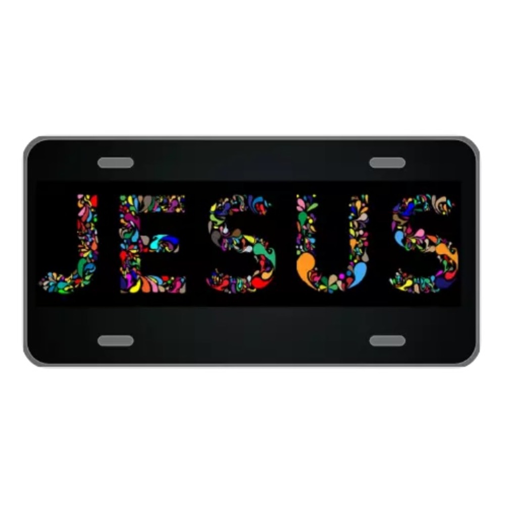 Custom license plate with colorful Jesus